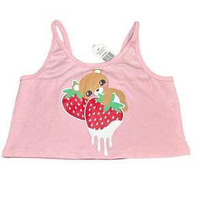 Women’s Hot Topic Cropped Pink Strawberry Lounge Cami - Size Small